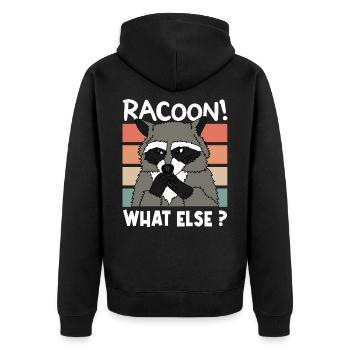 WASCHBÄR RACOON Weihnachten Geschenk - Unisex Premium Bio Zip Hoodie - Schwarz - Hinten - Nico (187cm)
