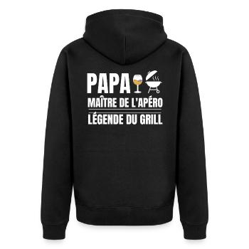 Papa Maître Apéro Gril Légende - Veste à capuche bio Premium Unisexe - noir - Dos - Nico (187cm)