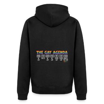 The Gay Agenda Be Gay Pride Bisexual Love Rainbow - Unisex Premium Bio Zip Hoodie - Schwarz - Hinten - Nico (187cm)