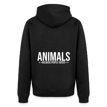 Animals Because People Suck Animal Lover Animal Ke - Unisex Premium Bio Zip Hoodie - Schwarz - Hinten - Nico (187cm)
