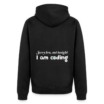 Sorry Bro Not Tonight I'm Coding Programmer Develo - Unisex Premium Bio Zip Hoodie - Schwarz - Hinten - Nico (187cm)