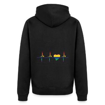Pride Heart Lgbtq Bisexual Rainbow Love Transgende - Unisex Premium Bio Zip Hoodie - Schwarz - Hinten - Nico (187cm)