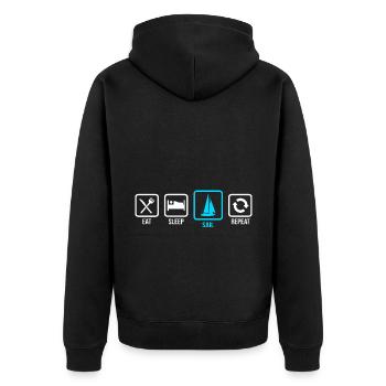 Eat Sleep Sail Repeat Sailor Skipper Captain Sailb - Unisex Premium Bio Zip Hoodie - Schwarz - Hinten - Nico (187cm)