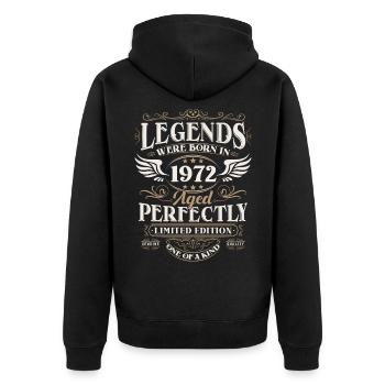 1972 Born Legends Birthday Gift - Unisex Premium Organic Zip Hoodie - black - Back - Nico (187cm)