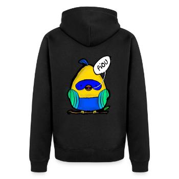 piou - Unisex Premium Organic Zip Hoodie - black - Back - Nico (187cm)