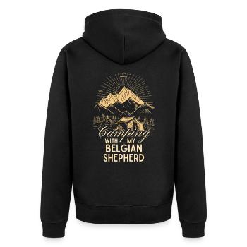 Belgian Shepherd Camping - Unisex Premium Organic Zip Hoodie - black - Back - Nico (187cm)