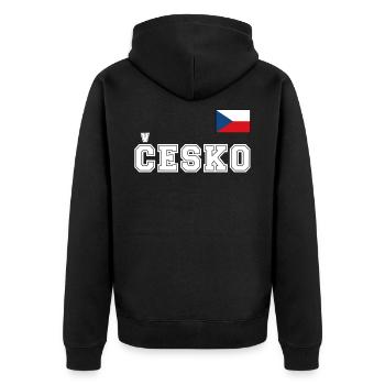 Czech Republic Jersey Look – Česko with Flag Flag - Unisex Premium Organic Zip Hoodie - black - Back - Nico (187cm)