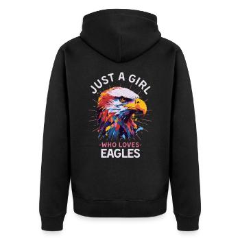 Bunter Weißkopfseeadler Adler Farbspritzer - Unisex Premium Bio Zip Hoodie - Schwarz - Hinten - Nico (187cm)