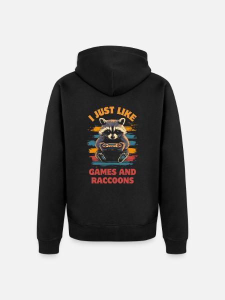 Raccoon Gaming Videopelit Pelaaja - Premium unisex luomu-huppari vetoketjulla - musta
