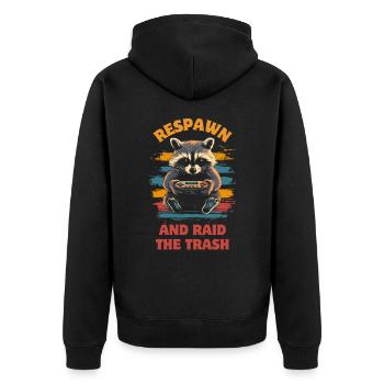 Waschbär Gaming Videospiele Gamer - Unisex Premium Bio Zip Hoodie - Schwarz - Hinten - Nico (187cm)