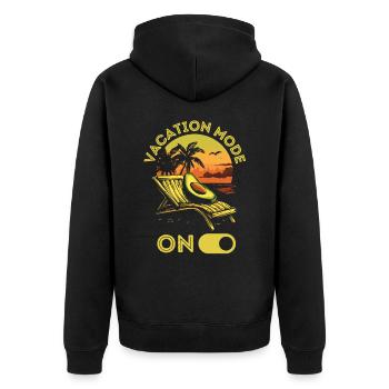 Avocado am Strand mit lustigem Spruch - Unisex Premium Bio Zip Hoodie - Schwarz - Hinten - Nico (187cm)