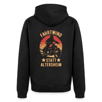 Motorrad Vintage Pensionär Rentner Geburtstag - Unisex Premium Bio Zip Hoodie - Schwarz - Hinten - Nico (187cm)