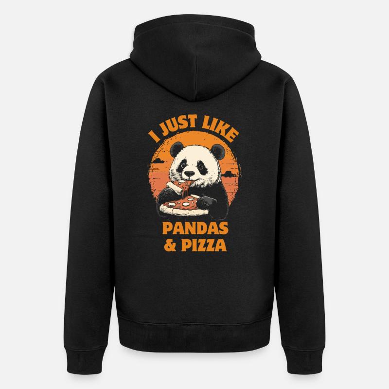 Panda isst Pizza - Unisex Premium Bio Zip Hoodie - Schwarz