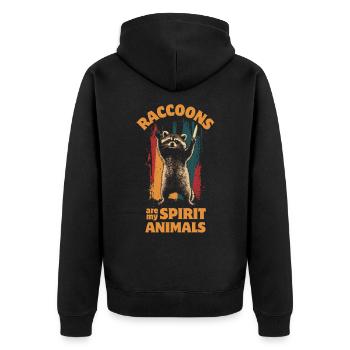 Frecher Waschbär mit Messer - Unisex Premium Bio Zip Hoodie - Schwarz - Hinten - Nico (187cm)