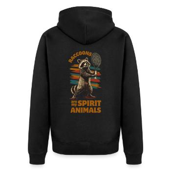 Raton laveur jouant au tennis - Veste à capuche bio Premium Unisexe - noir - Dos - Nico (187cm)