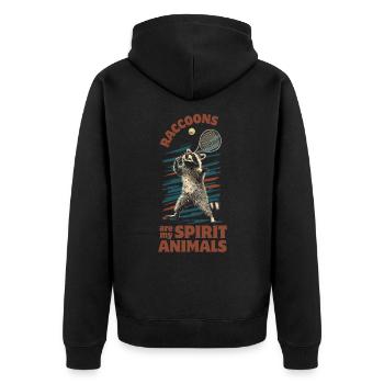 Raton laveur jouant au tennis - Veste à capuche bio Premium Unisexe - noir - Dos - Nico (187cm)