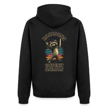 Frecher Waschbär mit Messer - Unisex Premium Bio Zip Hoodie - Schwarz - Hinten - Nico (187cm)