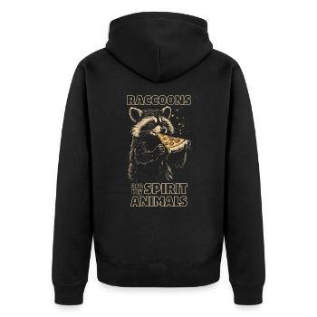 Waschbär isst Pizza - Unisex Premium Bio Zip Hoodie - Schwarz - Hinten - Nico (187cm)