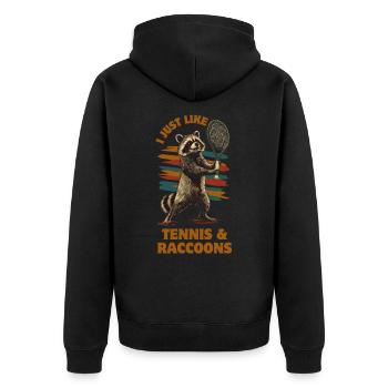 raton laveur tennis dicton drôle - Veste à capuche bio Premium Unisexe - noir - Dos - Nico (187cm)