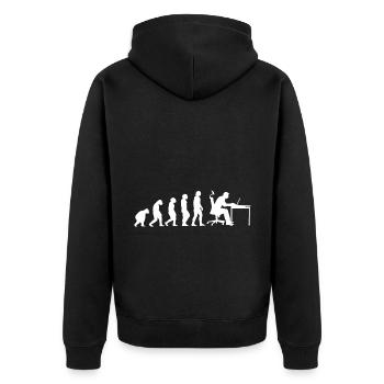 Evolution Of Man Coding Software Developer Program - Unisex Premium Bio Zip Hoodie - Schwarz - Hinten - Nico (187cm)