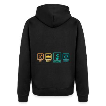 Eat Sleep Gardening Repeat Garden Gardener Horticu - Unisex Premium Bio Zip Hoodie - Schwarz - Hinten - Nico (187cm)