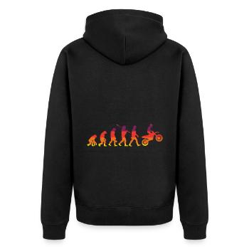 Evolution Graphic Dirt Biker Motorcycle Enduro Mot - Unisex Premium Bio Zip Hoodie - Schwarz - Hinten - Nico (187cm)