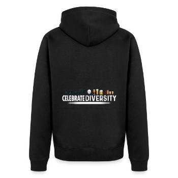 Celebrate Diversity Homebrewing Homebrew Craftbeer - Unisex Premium Bio Zip Hoodie - Schwarz - Hinten - Nico (187cm)
