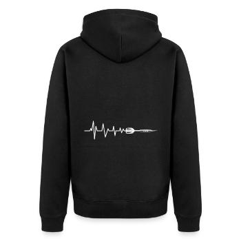 ECG Graphic Dart Player Darts Dartboard Bullseye T - Unisex Premium Organic Zip Hoodie - black - Back - Nico (187cm)