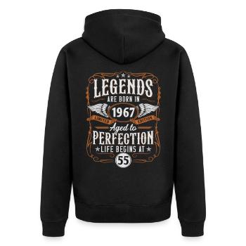 1967 Born Legends 55 birthday - Unisex Premium Organic Zip Hoodie - black - Back - Nico (187cm)