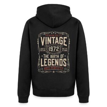 1972 Vintage Born Legends Vintage Birthday - Unisex Premium Organic Zip Hoodie - black - Back - Nico (187cm)