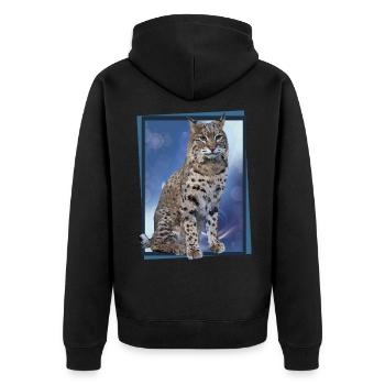 Lynx - Unisex Premium Organic Zip Hoodie - black - Back - Nico (187cm)