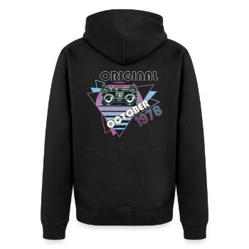 Vintage 1978 44 Cadeau Anniversaire Rétro Cassette - Veste à capuche bio Premium Unisexe - noir - Dos - Nico (187cm)