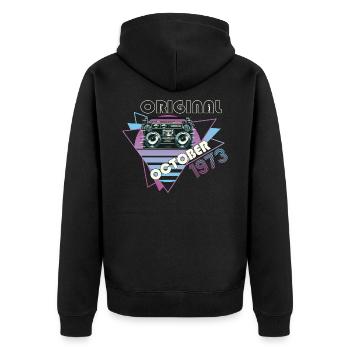 Vintage 1973 Cadeau d’anniversaire Cassette Rétro - Veste à capuche bio Premium Unisexe - noir - Dos - Nico (187cm)