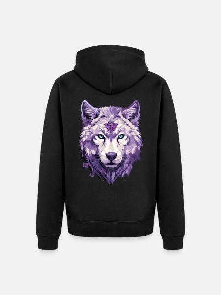Loup #5 - Veste à capuche bio Premium Unisexe - noir