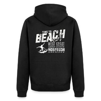 Hossegor Time to beach and surf - Unisex Premium Organic Zip Hoodie - black - Back - Nico (187cm)