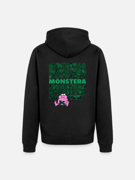 Monstera Monster - Unisex Premium Organic Zip Hoodie - black