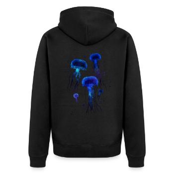 Méduse de l’espace aquarelle - Veste à capuche bio Premium Unisexe - noir - Dos - Nico (187cm)
