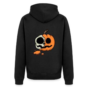 Pumpkin Skull - Unisex Premium Organic Zip Hoodie - black - Back - Nico (187cm)