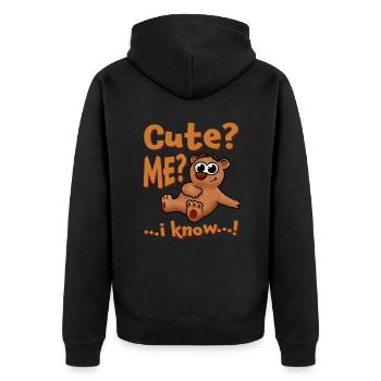Niedlicher Bär Spruch - Unisex Premium Bio Zip Hoodie - Schwarz - Hinten - Nico (187cm)
