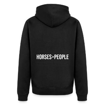 Horses Over People Horse Lover Horse Riding Equest - Unisex Premium Bio Zip Hoodie - Schwarz - Hinten - Nico (187cm)