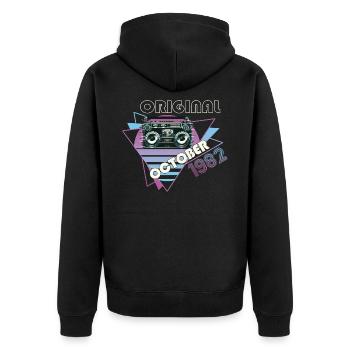 Vintage 1982 40 Cadeau Anniversaire Rétro Cassette - Veste à capuche bio Premium Unisexe - noir - Dos - Nico (187cm)