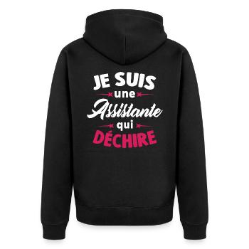 Je Suis Une Assistante Qui Déchire - Veste à capuche bio Premium Unisexe - noir - Dos - Nico (187cm)