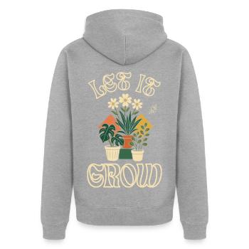 Let it Grow – Pflanzen Design Retro Style - Unisex Premium Bio Zip Hoodie - Grau meliert - Hinten - Nico (187cm)