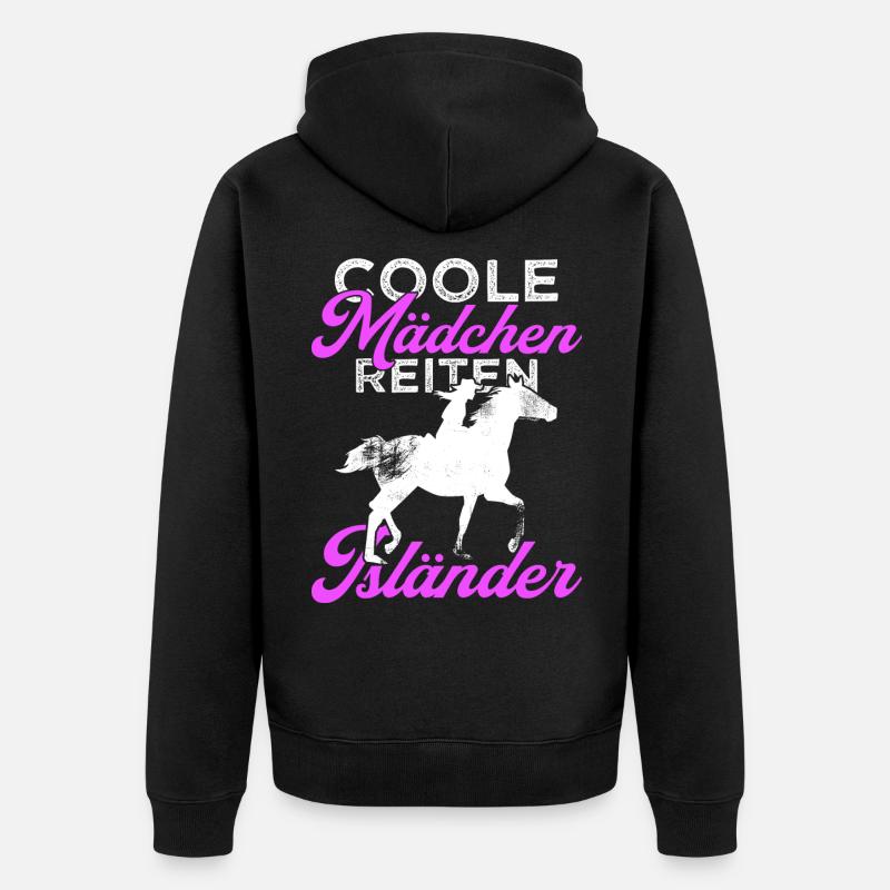 Island Pferde - Unisex Premium Bio Zip Hoodie - Schwarz