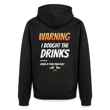 Attention - j’ai acheté les boissons! - Veste à capuche bio Premium Unisexe - noir - Dos - Nico (187cm)