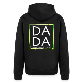 Design with inscription "Father's Day For New Dad" - Unisex Premium Organic Zip Hoodie - black - Back - Nico (187cm)