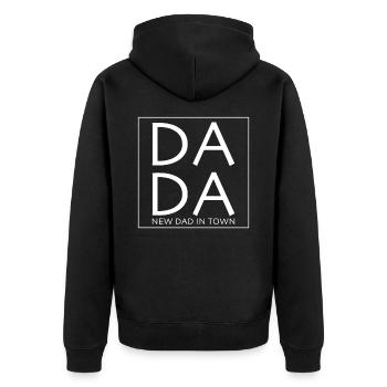 Design with inscription "Father's Day For New Dad" - Unisex Premium Organic Zip Hoodie - black - Back - Nico (187cm)