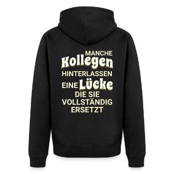 Manche Kollegen hinterlassen eine Lücke - Unisex Premium Bio Zip Hoodie - Schwarz - Hinten - Nico (187cm)