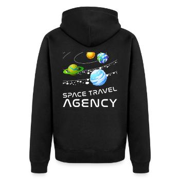 Agence de voyage spatial - Soleil et planètes - Veste à capuche bio Premium Unisexe - noir - Dos - Nico (187cm)