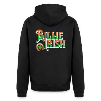 Billie Irish - St. Patricks Day - Paddy's Day - Unisex Premium Bio Zip Hoodie - Schwarz - Hinten - Nico (187cm)